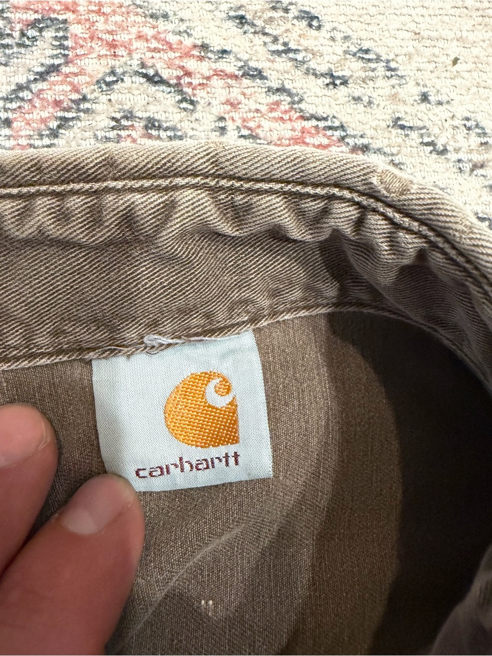 Carhartt Men's Washed Brown Button-Down Work Shirt - Picture 7 of 13